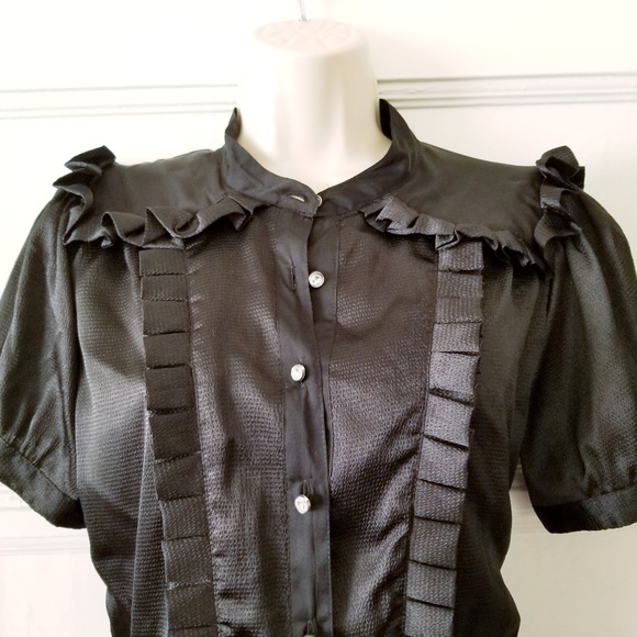 Black Ruffled Blouse - Picture 3 of 5